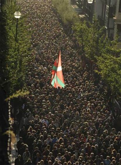 Manifestación del sábado en San Sebastián en apoyo de Otegi.