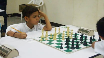 José Gabriel Cardoso, cuando tenía cinco años en una competencia de ajedrez.