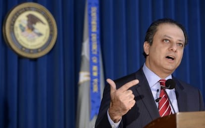 El fiscal Preet Bharara en una rueda de prensa en enero de 2015.