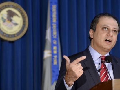 El fiscal Preet Bharara en una rueda de prensa en enero de 2015.