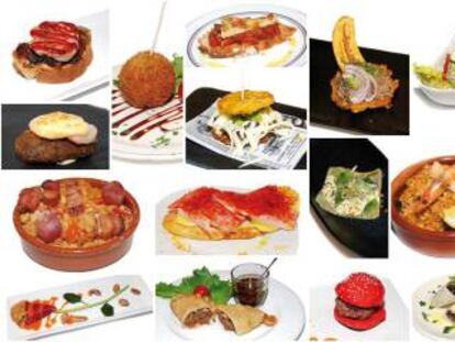 Algunos de los pinchos ideados por los 50 locales participantes en La Latina Pincho Week.