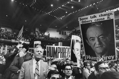 Delegates who supported the nomination of Hubert Humphrey at the Democratic Convention of 1968 in Chicago.