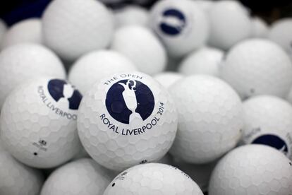 Bolas de golf de recuerdo del Open de Royal Liverpool.