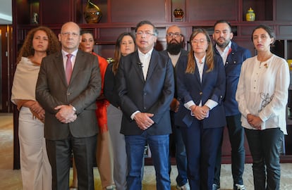 Gustavo Petro durante una alocución este jueves, desde China. P