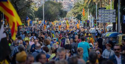 Manifestación de ANC y Òmnium Cultural contra la sentencia del proceso independentista.