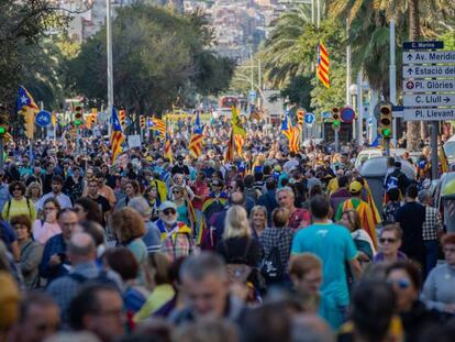 Manifestación de ANC y Òmnium Cultural contra la sentencia del proceso independentista.