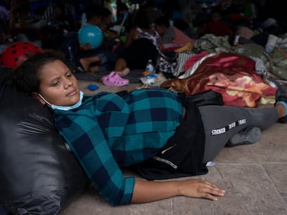 Una mujer de 20 años, embarazada de seis meses, en el campamento de migrantes de Reynosa, Tamaulipas, México.