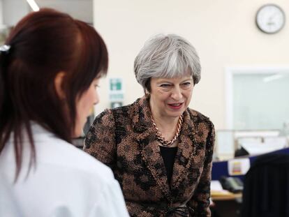 Theresa May, durante un acto de campaña.