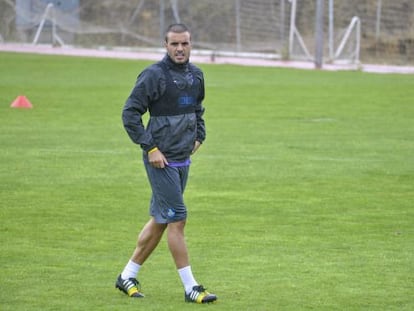 Pedro León, durante un entrenamiento con el Getafe