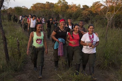 Guerrilleras de las FARC en el lugar del congreso.