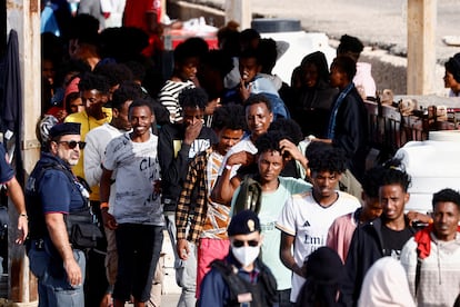 Un grupo de inmigrantes llegaba el pasado 18 de septiembre a la isla italiana Lampedusa.