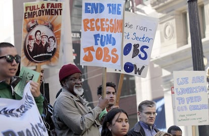 Una manifestación en la que ciudadanos estadounidenses pedían más empleos, en San Francisco, California, el 15 de septiembre de 2010.