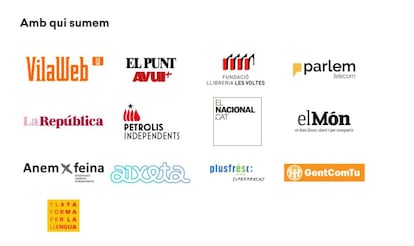 Primera llista de patrocinadors del sistema d'identificació de Puigdemont, on figurava Plusfresc.