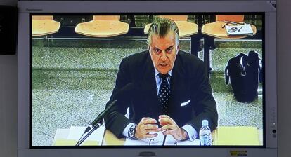 Luis Bárcenas durante su declaración en la Audiencia Nacional.