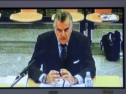 Luis B&aacute;rcenas durante su declaraci&oacute;n en la Audiencia Nacional.