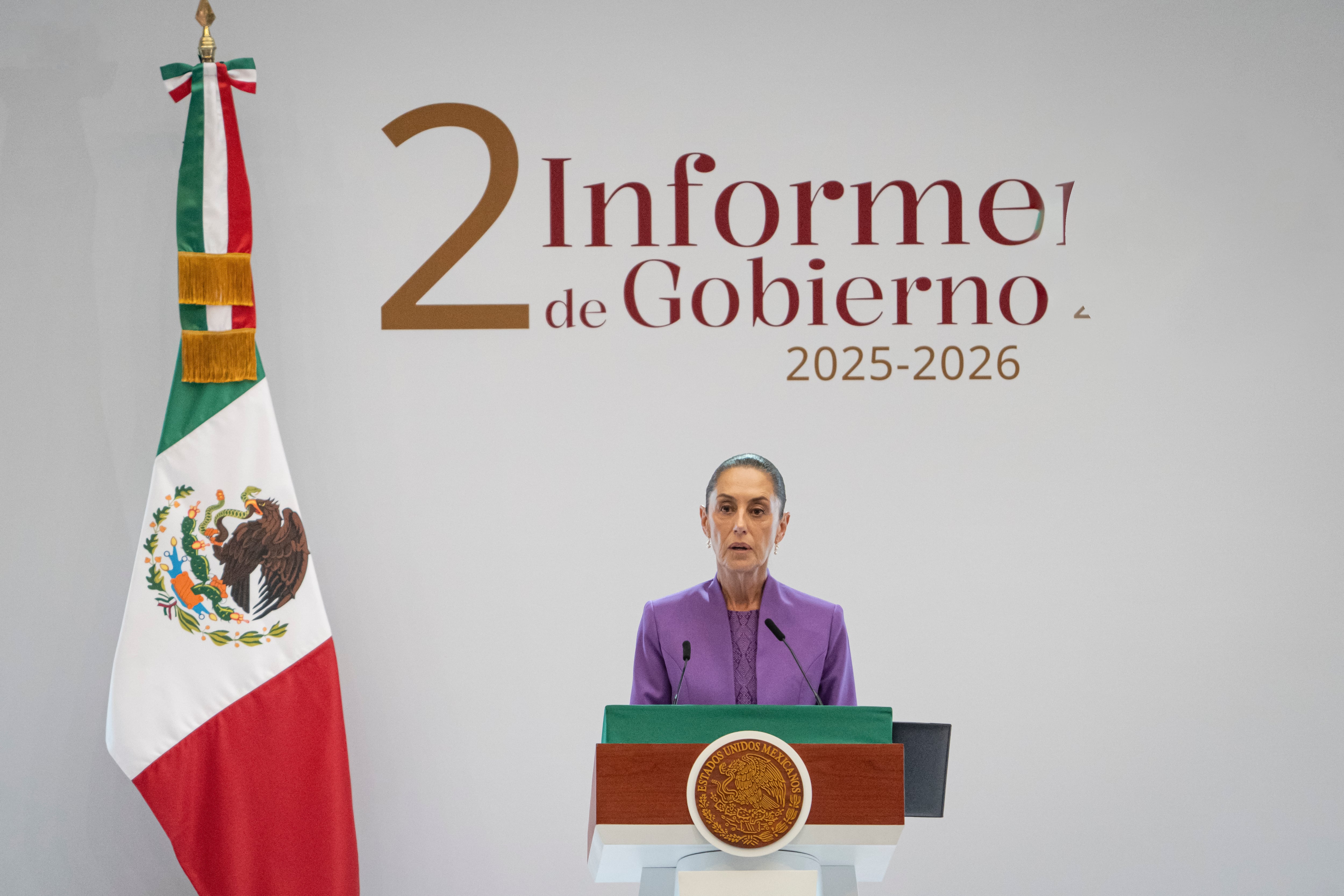 Claudia Sheinbaum en Palacio Nacional, este martes.