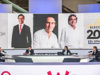 Los candidatos durante el debate presidencial de esta jueves en Colombia.