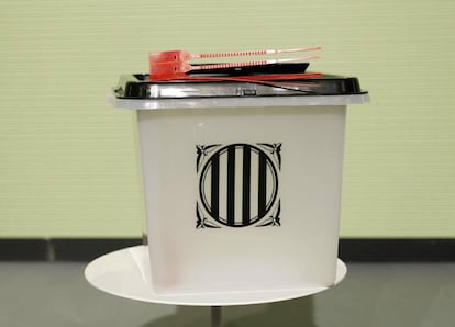 The plastic containers that the Catalan regional government plans to use as ballot boxes on Sunday. 