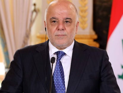 O primeiro-ministro iraquiano Haider al-Abadi em Paris. LUDOVIC MARIN