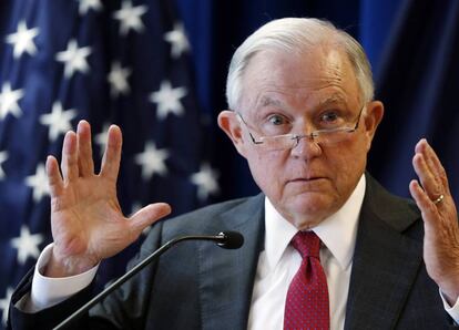 El fiscal general Jeff Sessions en Portland, Maine. 