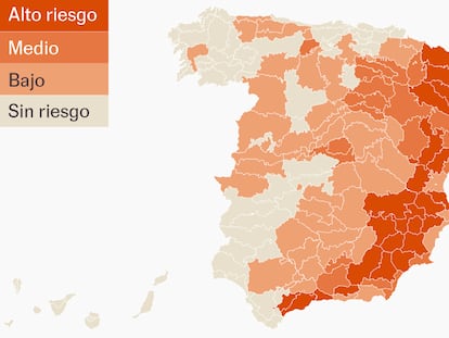 Mapa  | El  día más intenso de la tercera ola de calor: el 80% de los municipios, con avisos por riesgo para la salud