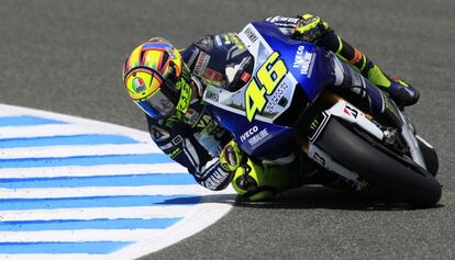 Valentino Rossi durante el entrenamiento.