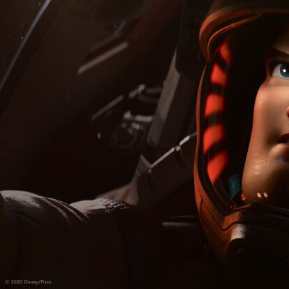 FILE - This image released by Disney/Pixar shows character Buzz Lightyear, voiced by Chris Evans, in a scene from the animated film "Lightyear," releasing June 17. The United Arab Emirates on Monday, June 13, 2022, banned the upcoming Pixar animated feature “Lightyear" from showing in movie theaters amid reports that the film includes a kiss between two female characters. (Disney/Pixar via AP, File)