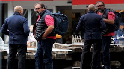 Juan Carlos Cueto y Koldo García, durante un encuentro celebrado el 18 de octubre de 2023, en las inmediaciones de la estación de tren de Chamartín (Madrid), según consta en los seguimientos de la Guardia Civil.