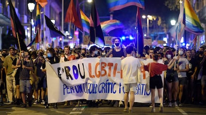 Protesta de julio de 2021 por colectivos LGBTI en Barcelona por la muerte de Samuel Luiz, en una imagen de archivo.