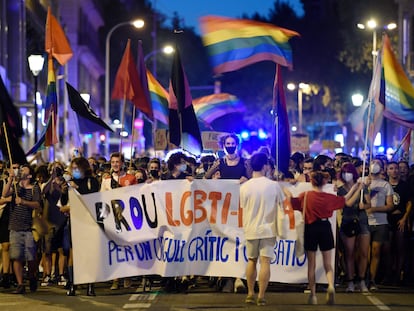 Protesta de julio de 2021 por colectivos LGBTI en Barcelona por la muerte de Samuel Luiz, en una imagen de archivo.