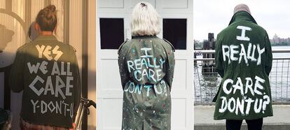 Instagram está repleto de chaquetas customizadas con el lema 'I really care'.