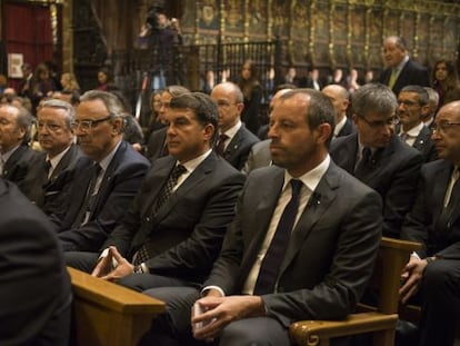 Rosell, Laporta y Joan Gaspart, en la misa por Tito.