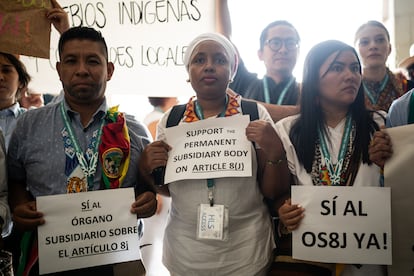Protesta de pueblos indígenas durante la COP en Cali, el 30 de octubre de 2024.
