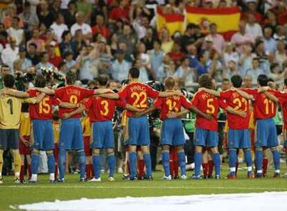 Los jugadores de España posan antes de un partido del pasado Mundial de Alemania