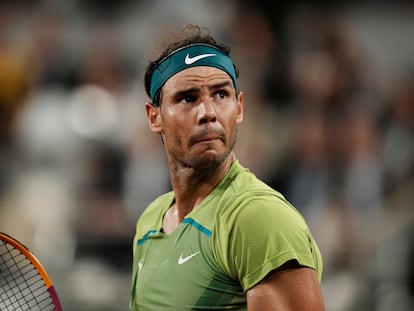 Nadal, durante la semifinal contra Zverev, el viernes en la Philippe Chatrier de París.
