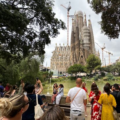 A view of the Sagrada Familia in Barcelona, Spain on June 19, 2024. (Photo by Jakub Porzycki/NurPhoto via Getty Images)