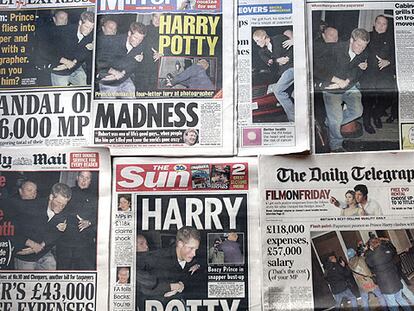 Portadas de los diarios británicos de ayer sobre el incidente del príncipe Enrique con la prensa.