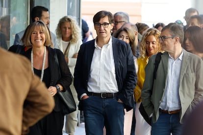 El presidente de la Generalitat de Cataluña, Salvador Illa, a su llegada al Comité Federal de su partido este sábado en Madrid.