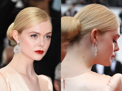 En la última edición de Cannes, Elle Fanning nos regaló todo un libro de estilo de ideas para deslumbrar. Para la ceremonia de apertura del festival se dejó llevar por el dramatismo de un moño bajo con relleno.