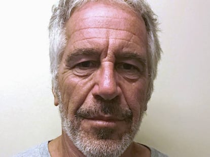 Fotografia de Jeffrey Epstein no registro de delinquentes sexuais.