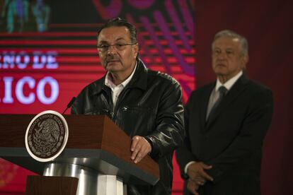 Octavio Romero Oropeza, director de Pemex, durante una conferencia de prensa en enero de 2020.