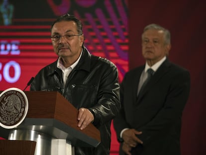 Octavio Romero Oropeza, director de Pemex, durante una conferencia de prensa en enero de 2020.