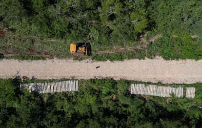 Construction work on the Maya Train in Maxcanú, Yucatán.