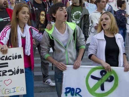 Protesta de estudiantes universitarios en Sevilla. 