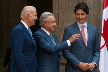 El presidente mexicano, Andrés Manuel López Obrador, recibió a los mandatarios de EE UU, Joe Bidden, y Canadá, Justin Trudeau, en el Palacio Nacional en Ciudad de México.