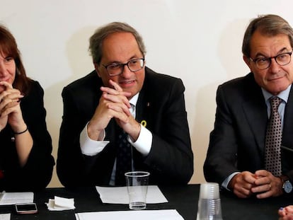 Laura Borràs, Quim Torra i Artur Mas, aquest dilluns.