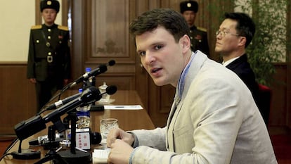 O estudante norte-americano Otto Warmbier, em foto de fevereiro de 2016, em Pyongyang.