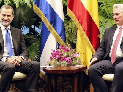 El Rey Felipe VI y el presidente cubano Miguel Díaz Canel en la visita de Estado a la isla en 2019.