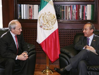 El presidente de la Generalitat, José Montilla, ayer con el presidente mexicano, Felipe Calderón.