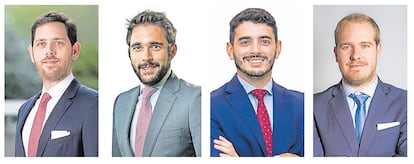 De izquierda a derecha: Luis Enrique Mata (Garrigues); Felipe Carbonell (Uría Menéndez); Jesús A. García Castillo (Pérez-Llorca) y Juan Ferreras (Gómez Acebo & Pombo).